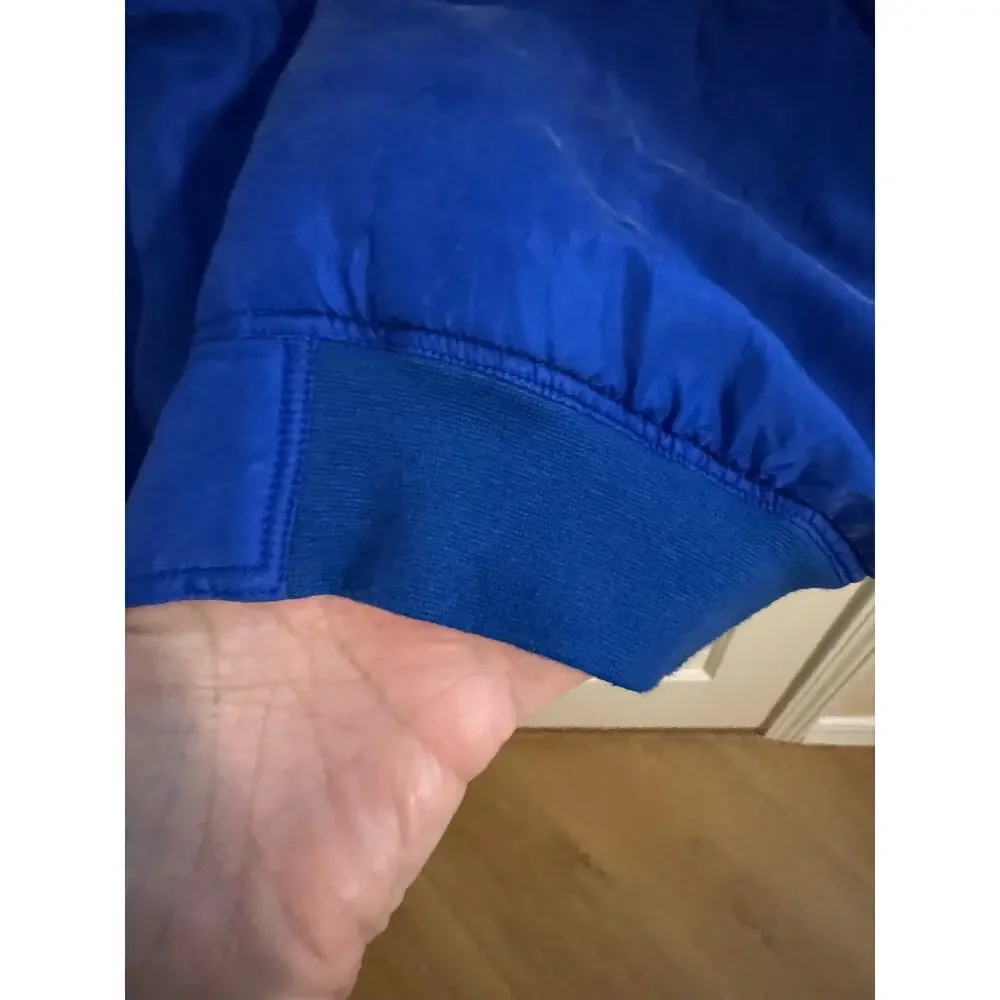 1010 Design Vintage Mens Brushed Silk Quilted Lined Bomber Blue Size M
